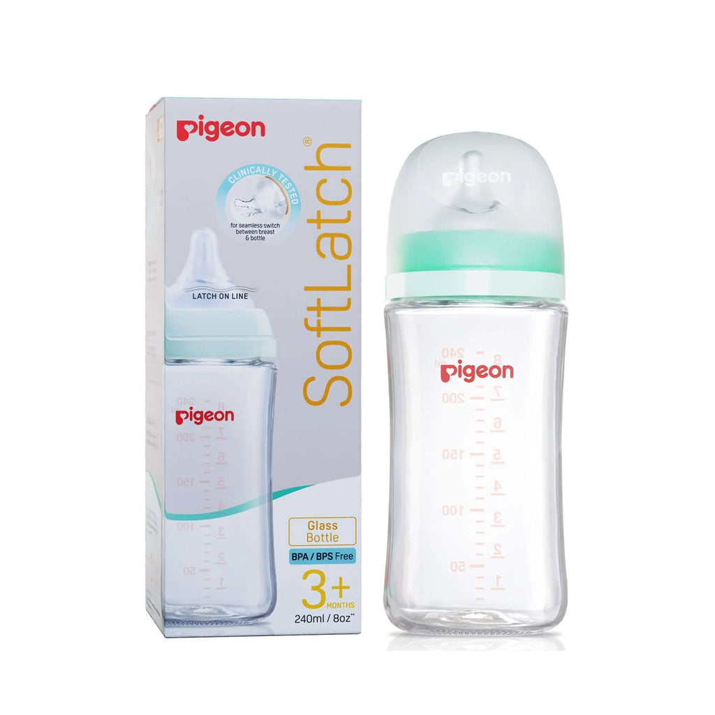 Glass Nursing Bottle with Softlatch Nipple 240ml
